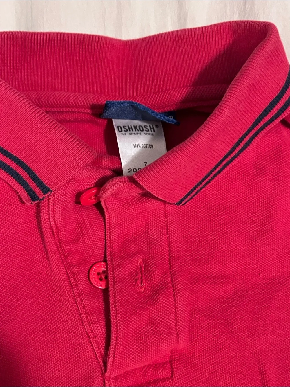 OshKosh Red Polo with Navy Brand Tag